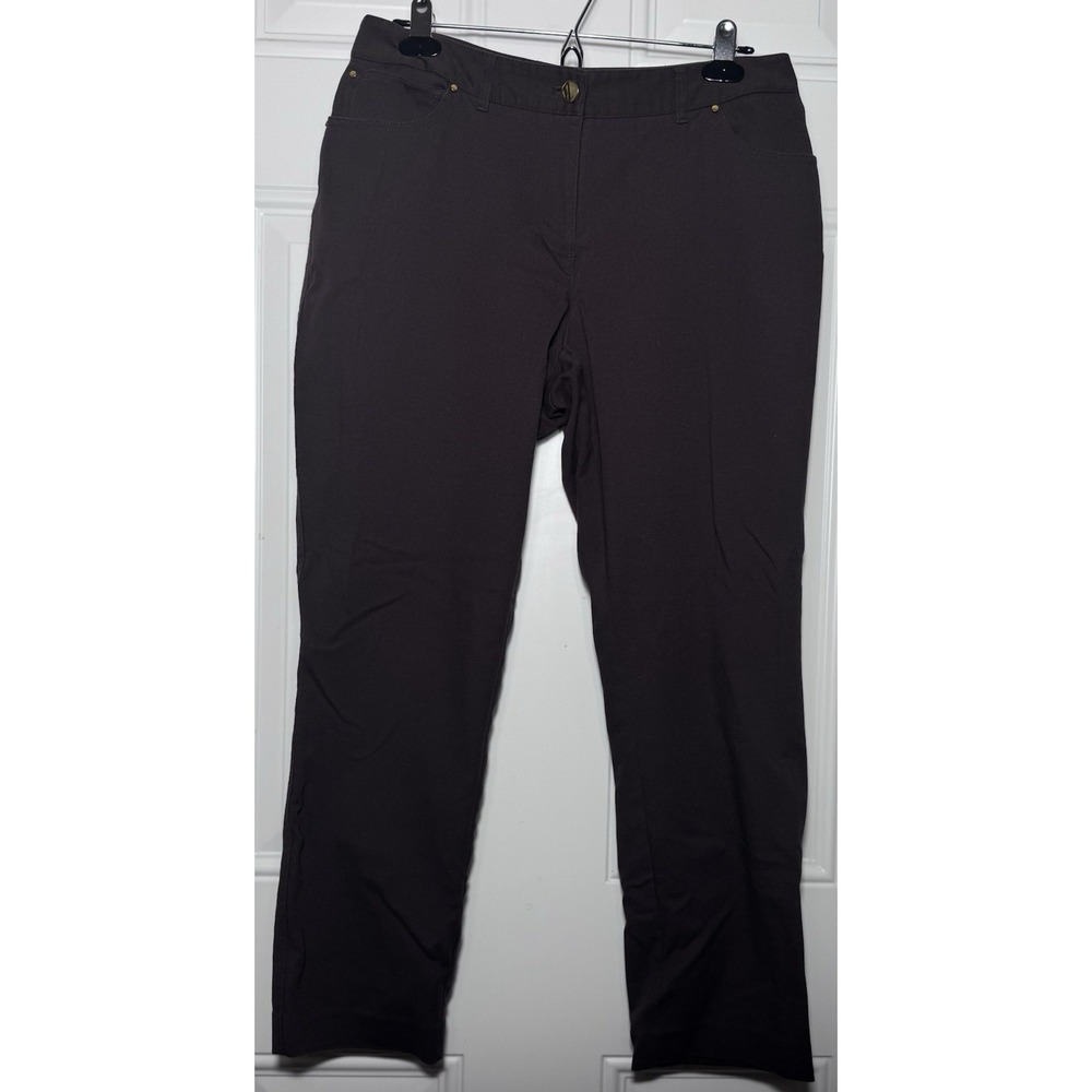 Rafaella Classic Fit Pants Ladies Women Sz 10 Brown Slacks Rayon Nylon Used